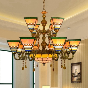Enorme Led Luce Del Pendente Sala Da Pranzo Dell'hotel Lampadari Lampada Moderna Casa Cristal Tiffany Macchiato di Vetro Di Grandi Dimensioni <span class=keywords><strong>Doppio</strong></span> <span class=keywords><strong>Lampadario</strong></span> di Cristallo - Product Image 3
