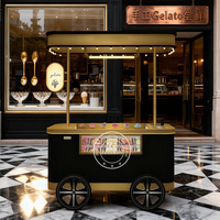 Chariot de crème glacée Chariot de nourriture mobile avec lumières LED Vitrine de gelato Chariot de fleurs extérieur Vitrine de crème glacée