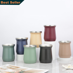 Juego de tazas de doble pared para café, juego de té Mate con cuchara, paja, Bombilla, 8Oz, para Yerba Mate - Product Image 1
