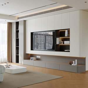 Meuble TV de luxe pour salon Décoration de ferme Matériel en bois durable de haute qualité avec fonction LED 65 pouces et plus Design moderne - Product Image 1