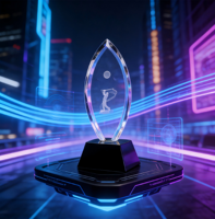 Trophée de golf personnalisé en cristal K9 en forme de feuille, gravé au laser et poli, pour le champion du tournoi de golf