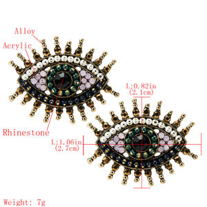 Bijoux de déclaration perles complètes cristal chanceux mauvais yeux boucles d'oreilles diamant noir strass globe oculaire Dangle boucle d'oreille pour femmes - Product Image 6