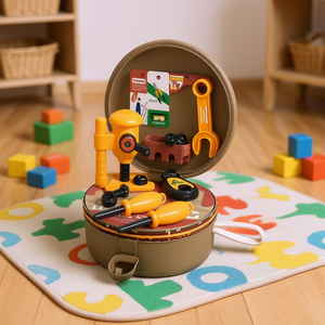 Tool Carry Bag Round Plastic Toy Set For Kids 5 To 7 Years Unisex Pretend Play - Product Image 2