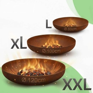 Brasero rond en acier Corten de 120 cm pour bois, avec drain d'eau résistant aux intempéries, design autoportant et portable pour l'extérieur - Product Image 5
