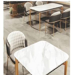 Mobiliario de cafetería comercial moderno y de lujo ligero, juego de sillas y mesas de mármol para restaurantes y bares - Product Image 6