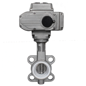 Válvula de Mariposa Motorizada Eléctrica COVNA DN100 PN16 de 4 Pulgadas, 12 Voltios, con Revestimiento de PTFE, Tipo Wafer, de Hierro Fundido - Product Image 1