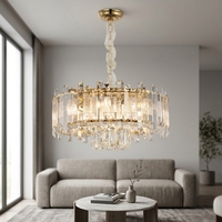 Lustre de plafond moderne de luxe en cristal, lampe suspendue LED E14 pour salon, salle à manger, chambre à coucher, décoration dorée pour la maison, luminaires en cristal