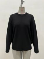 Max Maxi Custom OEM & ODM Robe moulante côtelée noire à manches longues pour femme, tricot de haute qualité, vente en gros