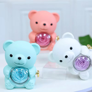 Boîte de rangement pour ours en roses éternelles, coffret cadeau pour la Saint-Valentin et les mariages, organisateur avec collier rotatif, boîte à bijoux en plastique - Product Image 4