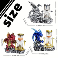 Vente en gros de statues gothiques créatives pour bureau à domicile figurine de collection de dragon sablier sculpture de dragon en résine sablier statue