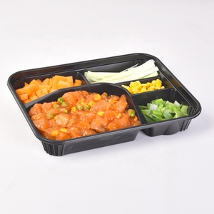 boîte à déjeuner bento à emporter, compartiment à 2 ou 3 parties, conteneurs à base <span class=keywords><strong>noire</strong></span> avec couvercles - Product Image 6