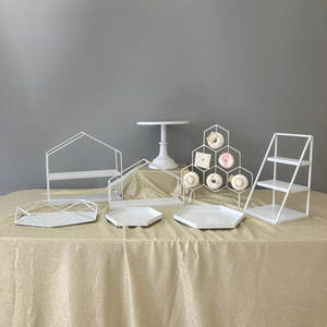 Support de présentation de table de dessert de mariage de style européen en métal blanc fait à la main pour gâteau d'<span class=keywords><strong>anniversaire</strong></span>, pause-café, goûter - Product Image 2