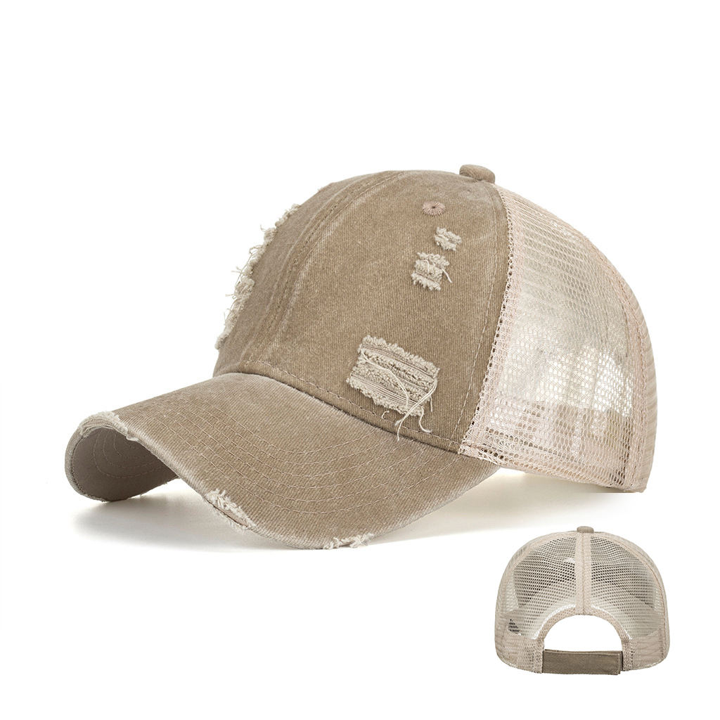 High Quality Unisex Baseball Messy Cap Plain Color Women's Pony Hair Slit  Mesh One Size Hat Trucker Hat for Men Women