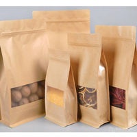 Boîte de rangement alimentaire refermable en papier kraft brun à fond plat avec fenêtre mate, thermoscellable