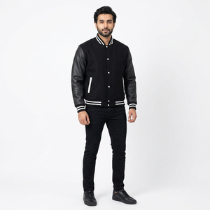 Custom Men's <b>Woolen</b> Varsity Jacket High Quality Stand Winter Best Suppliers Offer CollegeBaseballjacket for men - Product Image 1