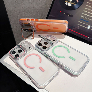 Funda Magnética de Lujo a Prueba de Golpes con Parachoques Transparente para iPhone 18 Pro Max 17 Pro 16 15 14 13 12 Plus, Protector de Lente y Soporte - Product Image 2