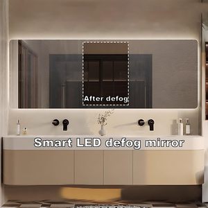 Meuble-lavabo mural de luxe moderne à double tiroir avec comptoir intégré et armoire miroir LED intelligente anti-buée - Product Image 4
