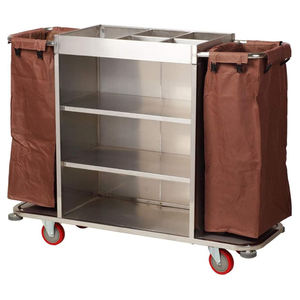 Carrito de Servicio de Acero Inoxidable de Alta Resistencia con Puerta y Compartimentos, Colección Hotel - Product Image 1