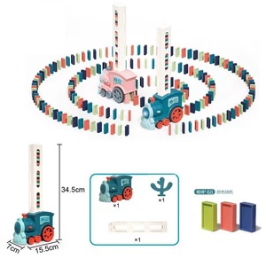 Train à dominos automatique, voiture électrique, kits de blocs de briques, jeux créatifs, intelligence, éducatif, jouets DIY, cadeau d'anniversaire pour enfants - Product Image 2