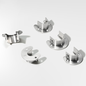 Support de tringle de penderie en acier inoxydable 304 épaissi à base à bride ouverte, connecteur durable pour porte-vêtements - Product Image 5
