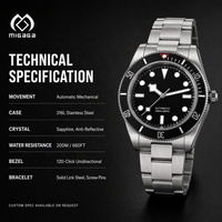 Montre Migaga avec logo personnalisé, étanche 30 ATM, verre saphir, luminescent, 40 mm, automatique, de plongée, pour homme