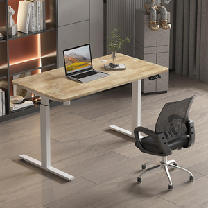 Escritorio de pie eléctrico blanco moderno duradero, construcción de madera y acero ajustable en altura para mesa de ordenador portátil de oficina y dormitorio - Product Image 1