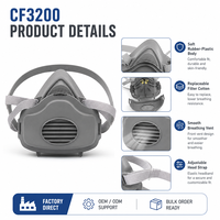 Respirador de Media Cara CF3200 con Sistema de Cartucho de Bayoneta |   Mascarilla Industrial de Goma y Plástico Certificada CE, Venta al por Mayor, Fabricante OEM