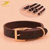 Collier pour chien JANYO personnalisé en cuir de vachette vintage, doublure en cuir souple, boucle en alliage or rose, anneau en D, collier pour chien pour la promenade quotidienne et l'entraînement