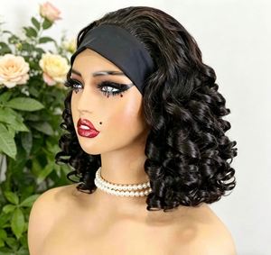 Perruque à ondulations lâches personnalisée avec bandeau, cheveux humains Remy bruts, 14 pouces, sans dentelle, fournisseur en gros, livraison directe - Product Image 1