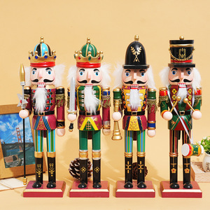 Muñeco de Madera Cascanueces Clásico Hecho a Mano con Lentejuelas, Adorno Navideño de 30cm con Función Animada para Manualidades, Venta al por Mayor - Product Image 1