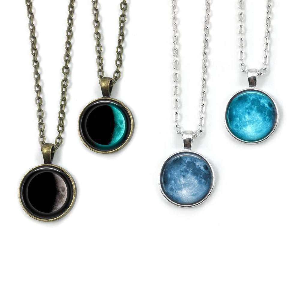 Custom Birth Moon Phase Charm Necklace Personalized Glowing Pendant
