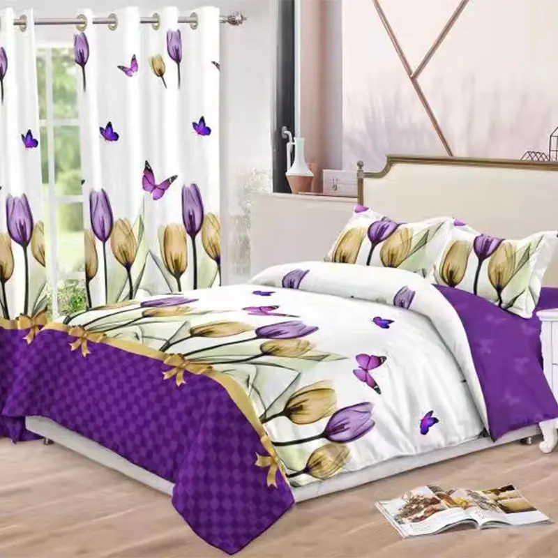 Bán hàng nóng bedspread Set tùy chỉnh 100% bông khăn Chăn với rèm cửa