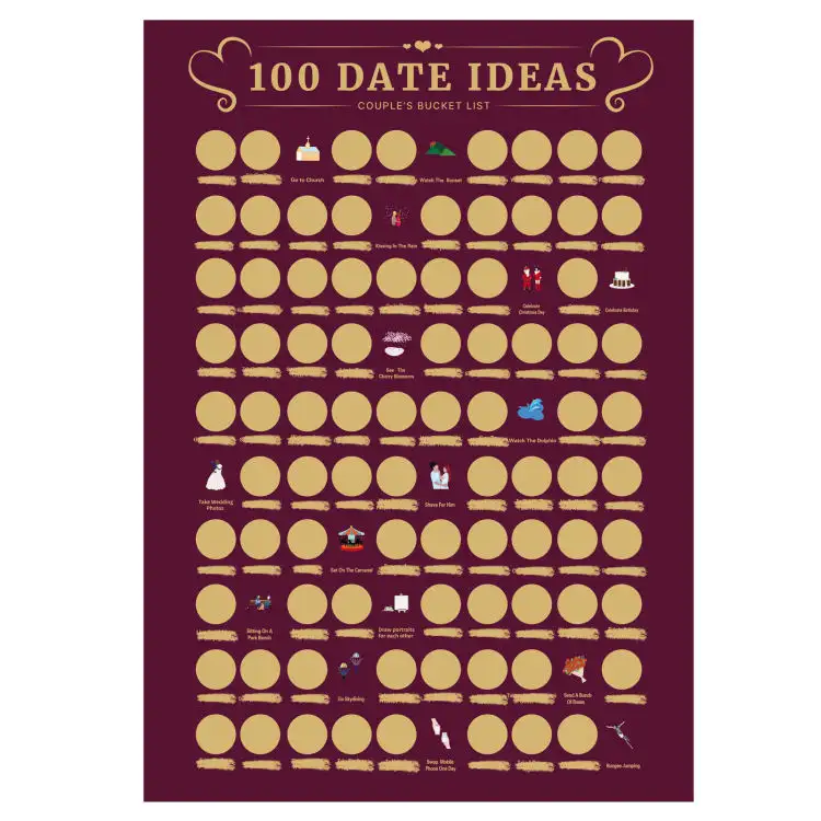 人気セールカップルゲームデート夜のアイデアカップルギフト100デートバレンタインデーのスクラッチオフポスター