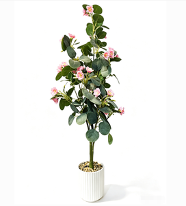 Árbol <span class=keywords><strong>de</strong></span> Flores <span class=keywords><strong>de</strong></span> Lila Blanco Artificial Alto, <span class=keywords><strong>Planta</strong></span> Floral Artificial Realista con <span class=keywords><strong>Hojas</strong></span> Verdes Exuberantes en Maceta <span class=keywords><strong>de</strong></span> Plástico Negra - Product Image 2