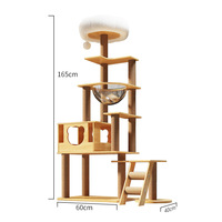 Arbre à chat d'intérieur HXH Y-32 moderne et minimaliste, écologique, à 3 niveaux, en bois massif, avec base stable et design luxueux