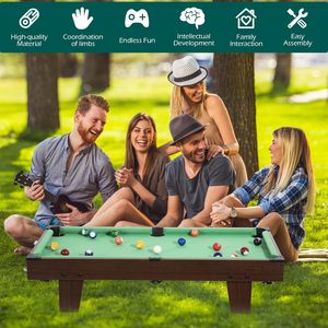 36" Mini Portable <strong>Pool</strong> <strong>Table</strong> Small <strong>Tabletop</strong> Billiard Set Leather Wood Legs Chalk Brush Triangle REAHOISY Family Game Accessories - Product Image 6