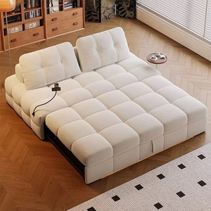 Canapé-lit convertible moderne <span class=keywords><strong>2</strong></span>-en-1 polyvalent, <span class=keywords><strong>2</strong></span> places, en tissu capitonné, pliable et inclinable, <span class=keywords><strong>pour</strong></span> salon - Product Image 2