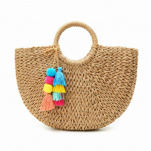 Borse A Tracolla Intrecciata In Vimini Da Donna Rattan Moda Borsa Intrecciata Marrone Spiaggia Paglia Con Portacappello - Product Image 1