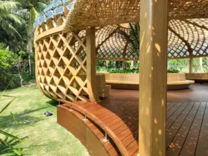 Bambu verde material de construção Casa feita sob medida Resort Log cabin Casa de bambu pré-fabricada moderna destacável