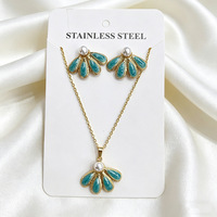 Set Perhiasan Anting Kalung Anti Karat Model Tetesan Minyak, Fashionable, Kepribadian, Gaya Eropa dan Amerika, Model Terbaru