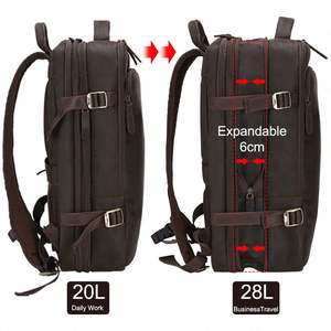 Nuevo Maletín de Viaje USB de Gran Capacidad en Negro y Marrón, Convertible en Mochila para Portátil de Cuero Genuino para Hombre - Product Image 3