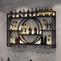 Porte-vin mural en fer forgé de style nordique, étagère de rangement pour bar et restaurant, décoration intérieure, présentoir à vin rouge