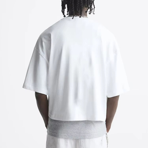 Camiseta de algodón de diseño de 240 g/m², estilo boxy, streetwear, hombros caídos, peso pesado, lisa, para hombre, ideal para verano - Product Image 3