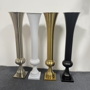 Accesorios para Bodas, Guía de Decoración de Mesa de Comedor, <span class=keywords><strong>Centro</strong></span> de Mesa Dorado con Flores, de Acero Inoxidable Electrochapado - Product Image 6
