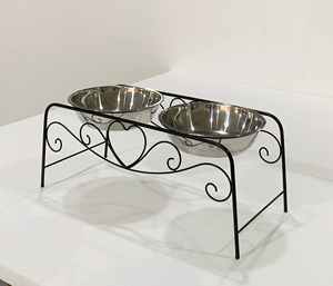 Ensemble de 3 gamelles doubles surélevées pour animaux de compagnie, avec support en fil de fer noir et gamelles en acier inoxydable, pour chiens et chats, station d'alimentation - Product Image 4