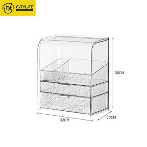 CityLife Modern Redbook Organizador de escritorio Caja de maquillaje transparente de gran capacidad con cajones para mascotas a prueba de polvo Almacenamiento de cosméticos PP - Product Image 1