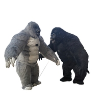 Costume de gorille gonflable en fourrure pelucheuse, costume de marche intégral pour événements