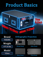 YIXIANG V3 Batería de Almacenamiento de Energía LiFePO4 de 15kWh 48V 200Ah, Apilable, con Aerosol Extintor de Incendios y BMS Inteligente