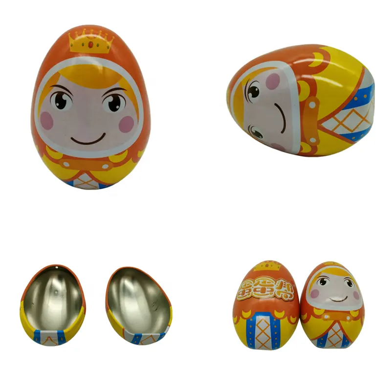 Small Easter Egg Shape Tin Box for Candy Gift Metal Egg Shape Container Decoration Tin Box