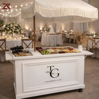 Chariot à bonbons pliable avec logo personnalisé ZKAI, chariot de table pour bonbons, chariot à boissons, chariot à collations, chariot à café pour mariage, fête d'anniversaire